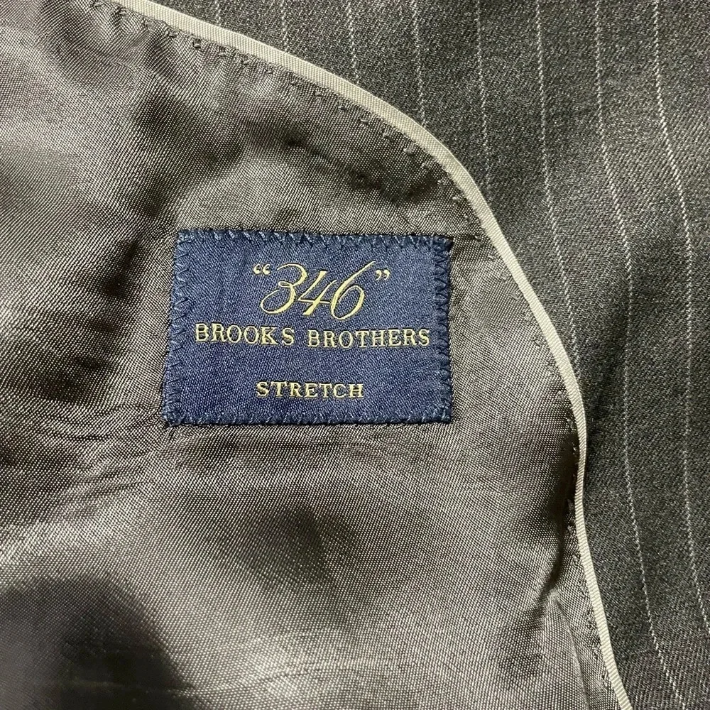 Brooks Brothers 346 Stretch Wool Blazer Pinstripe 2 Button Office Work Size 42L